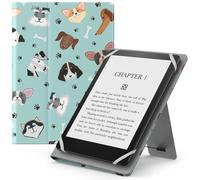 MoKo Étui Universel pour 6" 6.8" 7" Kindle eReaders Fire Tablette - Kindle/Kobo/Voyaga/Lenovo/Sony Kindle E-Book E-Reader Tablette, Coque en PU avec Support Réglable et Dragonne, Chien Multiple
