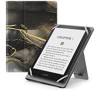 MoKo Étui Universel pour 6" 6.8" 7" Kindle eReaders Fire Tablette-Kindle/Kobo/Voyaga/Lenovo/Sony Kindle E-Book E-Reader Tablette, Coque en PU avec Support Réglable et Dragonne, Marbre Noir Or