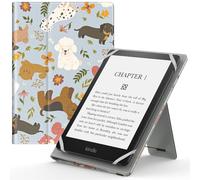 MoKo Étui Universel pour 6" 6.8" 7" Kindle eReaders Fire Tablette - Kindle/Kobo/Voyaga/Lenovo/Sony Kindle E-Book E-Reader Tablette, Coque en PU avec Support Réglable et Dragonne, Chien Heureux