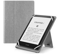 MoKo Étui Universel pour 6" 6.8" 7" Kindle eReaders Fire Tablette - Kindle/Kobo/Voyaga/Lenovo/Sony Kindle E-Book E-Reader Tablette, Coque en PU avec Support Réglable et Dragonne, Gris Foncé
