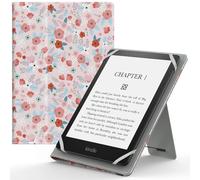 MoKo Étui Universel pour 6" 6.8" 7" Kindle eReaders Fire Tablette - Kindle/Kobo/Voyaga/Lenovo/Sony Kindle E-Book E-Reader Tablette, Coque en PU avec Support Réglable et Dragonne, Rose de Printemps