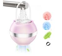 MoKo Filtre de Douche pour Bébés et Adultes, Filtre de Baignoire, Adoucisseur d'eau Élimine les Impuretés pour Santé de Peau et des Cheveux, Filtre de Bain avec Boule de Douche et Brosse à Shamp, Rose