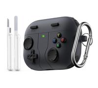 MoKo Game Case for AirPods Pro 3 2025 Cover with Cleaner Kit Portable Keychain, Compatible with Apple AirPods Pro 3 Case, AirPod Pro3 Silicone Protective Cover, Precise Cutouts, Shockproof, Noir