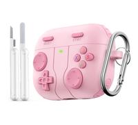 MoKo Game Case for AirPods Pro 3 2025 Cover with Cleaner Kit Portable Keychain, Compatible with Apple AirPods Pro 3 Case, AirPod Pro3 Silicone Protective Cover, Precise Cutouts, Shockproof, Rose
