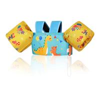 MoKo Gilet de Bain Enfant, Brassard de Natation de Dessin Animé avec Boucle en D et Sifflet d'urgence, Équipement de Natation pour Petits Filles Garçons, (20-30-40-50 lbs), Ballon Indigo Dinosaure