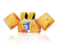 MoKo Gilet de Bain Enfant, Brassard de Natation de Dessin Animé avec Boucle en D et Sifflet d'urgence, Équipement de Natation pour Petits Filles Garçons, (20-30-40-50 lbs), Requin Jaune - Skateboard