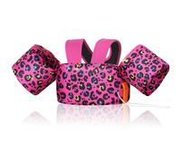 MoKo Gilet de Bain Enfant, Brassard de Natation de Dessin Animé avec Boucle en D et Sifflet d'urgence, Équipement de Natation pour Petits Filles Garçons, (20-30-40-50 lbs), Magenta Vif Leopard