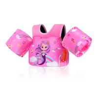 MoKo Gilet de Bain pour Enfants 20-50 lbs, Brassard de Natation avec Sangle Réglable, Gilet de Natation, Veste de Natation Flottant, Équipement de Natation, Rose Arc-en-Ciel Sirène Violette