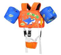 MoKo Gilet de Bain pour Enfants 20-50 lbs, Brassard de Natation avec Sangle Réglable, Gilet de Natation, Veste de Natation Flottant pour Piscine Apprendre à Nager, Requins Orange et Bleu