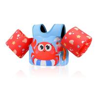 MoKo Gilet de Bain pour Enfants 20-50 lbs, Brassard de Natation avec Sangle Réglable, Gilet de Natation, Veste de Natation Flottant, Équipement de Natation pour Piscine, Bleu & Crème Glacée et Crabe