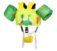 MoKo Gilet de Bain pour Enfants, Brassard de Natation avec Sangle Réglable, Gilet de Natation, Veste de Natation Flottant, Équipement de Natation pour Plage Piscine, Dinosaure Vert Jaunâtre