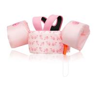 MoKo Gilet de Natation Ajustable pour Enfants de 20 à 50 lbs, Brassard de Natation à Double Usage, Flotteurs de Piscine avec Sifflet d'urgence et Boucle en D, Baleine Rose