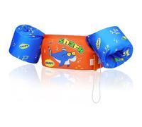 MoKo Gilet de Natation Enfant, Brassards de Natation Enfant Ceinture Réglable Gilet de Flottaison à Dessin Animé Flottant Mignon, Dispositif de Flottaison pour Garçons Filles, 20-50lbs, Orange et Bleu