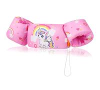 MoKo Gilet de Natation Enfant, Brassards de Natation Enfant Ceinture Réglable Gilet de Flottaison à Dessin Animé Flottant Mignon, Dispositif de Flottaison,20-50 Livres, Licorne Arc-en-Ciel Rose