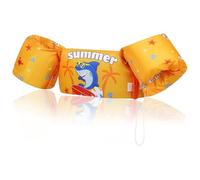 MoKo Gilet de Natation Enfant, Brassards de Natation Enfant Ceinture Réglable Gilet de Flottaison à Dessin Animé Flottant Mignon, Dispositif de Flottaison pour Garçons Filles, 20-50 lbs, Requin Jaune