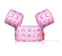 MoKo Gilet de Natation Enfant, Brassards de Natation Enfant Ceinture Réglable Gilet de Flottaison à Dessin Animé Flottant, Dispositif de Flottaison pour Garçons Filles, 20-50 lbs, Arc-en-Ciel Rose