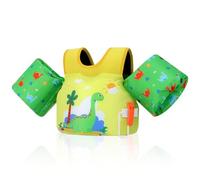 Moko Gilet de Natation pour Enfants, 20-50 lbs Brassards pour Enfants, Brassards avec Sifflet d'urgence, Équipement d'apprentissage de Natation pour Plage et Piscine, Dinosaure Vert Jaunâtre