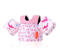 Moko Gilet de Natation pour Enfants, 20-50 lbs Brassards pour Enfants, Brassards avec Sifflet d'urgence, Équipement d'apprentissage de Natation pour Plage et Piscine, Baleine Rose