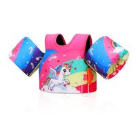 Moko Gilet de Natation pour Enfants, 20-50 lbs Brassards pour Enfants, Brassards avec Sifflet d'urgence, Équipement d'apprentissage de Natation pour Plage et Piscine, Licorne Arc en Ciel Rose
