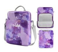 MoKo Housse de Protection Tablette 12.9 Pouce Compatible avec iPad Pro 12.9 M2 2022/2021/2020/2018,Galaxy Tab S8+ 12.4", Sac de Transport en Polyester avec Bandoulière et Poignée, Ciel Étoilé Violet