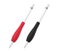 MoKo Housse en Silicone pour Apple Pencil - [Design Anti-roulement, Forme Triangulaire Ergonomique] Housse Souple en Silicone Support Grip pour Apple Pencil 1st / 2nd Generation - Noir + Rouge