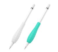MoKo Housse en Silicone pour Apple Pencil - [Design Anti-roulement, Forme Triangulaire Ergonomique] Housse de Protection Souple Support Grip pour Stylo Apple Pencil 1st / 2nd Generation - Blanc + Vert