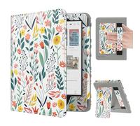 MoKo Housse pour 6" Kobo Clara BW/Clara Colour/Clara 2E,Coque Mince en PU Housse Protectrice avec Auto-Wake/Sleep pour Kobo Clara, Fente pour Carte, Lanière pour la Main et Support Pliable, Fleur