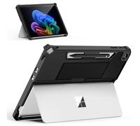MoKo Housse pour Le Nouvel Microsoft Surface Pro 12" 2025 Sortie, Coque Protectrice Rugged All-in-One avec Porte-Stylo Arrière et Strap pour la Main, Compatible avec Le Clavier Type Cover, Noir