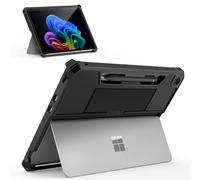 MoKo Housse pour Le Nouvel Microsoft Surface Pro 12" 2025 Sortie, Coque Protectrice Rugged All-in-One avec Porte-Stylo Arrière et Strap pour la Main, Compatible avec Le Clavier Type Cover, Noir