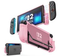 MoKo Housse pour Nintendo Switch 2 (2025), Étui de Protection pour Switch 2 avec Conception Joy-Con à Dégagement Rapide, Cadre en TPU et Dos en PC, Résistant aux Chocs et aux Rayures, Rose
