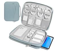 MoKo Housse pour Tablette 9-11 Pouce Compatible avec iPad Pro M4 & Air M2 2024, iPad 10th Gen 10,9/9/8 10,2, iPadAir 5/4th 10,9, Sacoche Double Couche avec Poignée Antidérapante, Bleu Brumeux