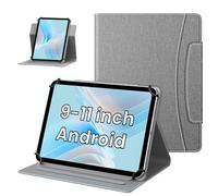 MoKo Housse pour Tablette Android de 10” avec Fermeture Magnétique, Housse Protectrice Fine Rotative 360 Degrés avec Support Multi-Angles et Poche Avant pour Toutes Les Tablettes de 9-11”, Gris
