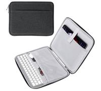 MoKo Housse Tablette 9-11 Pouces Compatible avec Pad Air M2 2024, iPad Pro 11 M4 2024, iPad Air 5/4/3/2/1, iPad 10/9/8/7 Gén 10,2, Galaxy Tab S9 11" 2023, Sacoche avec Multi-Fentes, Noir & Gris