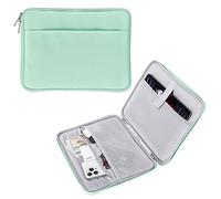 MoKo Housse Tablette 9-11 Pouces Compatible avec Pad Air M2 2024, iPad Pro 11 M4 2024, iPad Air 5/4/3/2/1, iPad 10/9/8/7 Gén 10,2, Galaxy Tab S9 11" 2023, Sacoche avec Multi-Fentes, Menthe Verte