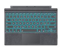 MoKo Italian Clavier pour Microsoft Surface Pro 7 Plus/Pro 7/Pro 6/Pro 5/Pro 4/Pro 3, QWERTZ Layout Bluetooth Clavier Rechargeable avec Trackpad, 7 Couleurs de Rétro-éclairage