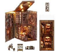 MoKo Kit Coin Lecture, Puzzle 3D en Bois Booknook avec Lumières LED, Kit de Maison Miniature à Monter Soi-même, Coin Lecture Cadeaux Décoratifs pour Adultes et Familles, Bibliothèque Royale