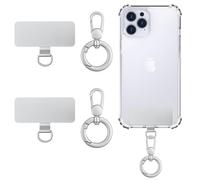 MoKo Kit Sécurité Téléphone ×2, Anneaux Rotatifs 360° ×2, Onglets de Lanière Métalliques Ultra-Fins, Connecteurs Antichute en Acier Inoxydable pour Coque Intégrale, Argent