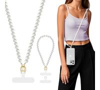 MoKo Lanière de Téléphone Réglable avec Dragonne, Cordon Universel pour Portable, Tour de Cou Smartphone Sangle Attache, Sangle Téléphone en Bandoulière x 1, Dragonne x 1, Patch pour Lanière x 2,Blanc