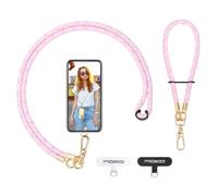 MoKo Lanière de Téléphone Réglable avec Dragonne, Cordon Universel pour Portable, Tour de Cou Smartphone Sangle Attache, Sangle Téléphone en Bandoulière x 1, Dragonne x 1, Patch pour Lanière x 2, Rose