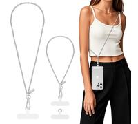 MoKo Lanière de Téléphone Réglable avec Dragonne, Cordon Universel pour Portable, Tour de Cou Smartphone Sangle Attache, Sangle Téléphone en Bandoulièrex1, Dragonnex1,Patch pour Lanièrex2, Pâle Argent