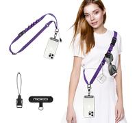 MoKo Lanière de Téléphone Universelle,Cordon pour Portable en Nylon, Tour de Cou de Smartphone Mains Libres, Dragonne de Téléphone Amovible avec Patchs pour iPhone et la Plupart des Smartphones,Violet