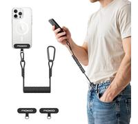 MoKo Lanyard pour téléphone portable avec patch, sangle antivol pour téléphone portable avec mousqueton, lanyard universel extensible anti-chute, pour l'extérieur, convient Smartphones, Noir