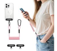MoKo Lanyard pour téléphone portable avec patch, sangle antivol pour téléphone portable avec mousqueton, lanyard universel extensible anti-chute, pour l'extérieur, convient Smartphones, Rose