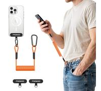 MoKo Lanyard pour téléphone portable avec patch, sangle antivol pour téléphone portable avec mousqueton, lanyard universel extensible anti-chute, pour l'extérieur, convient Smartphones, Orange