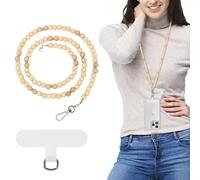 MoKo Lanyard Universel pour téléphone, Lanyard perlé pour téléphone, Lanyard antivol détachable pour téléphone Portable de Femme, Lanyard Autour du Cou avec Patchs pour iPhone, Bois