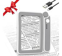 MoKo Lentille d'agrandissement rectangulaire avec lumière, grossissement 4X, 10 LED réglables pour lecture au noir, batterie de 650 mAh rechargeable avec USB C, cadeau pour personnes âgées ou