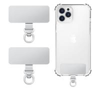 MoKo Lot de 2 attaches métalliques pour téléphone, patch rotatif à 360° pour cordon de téléphone, attache rectangulaire pour la plupart des étuis à couverture intégrale, attaches iPhone, Argent