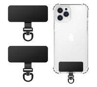 MoKo Lot de 2 attaches métalliques pour téléphone, patch rotatif à 360° pour cordon de téléphone, attache rectangulaire pour la plupart des étuis à couverture intégrale, attaches iPhone, Noir