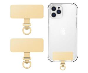 MoKo Lot de 2 attaches métalliques pour téléphone, patch rotatif à 360° pour cordon de téléphone, attache rectangulaire pour la plupart des étuis à couverture intégrale, attaches iPhone, Or
