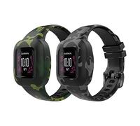 MoKo Lot de 2 Bracelets Compatible avec Garmin Vivofit jr. 3 pour Enfants, Bande de Montre Remplacement en Silicone avec Motif Mignon, Vert Camouflage & Gris Camouflage
